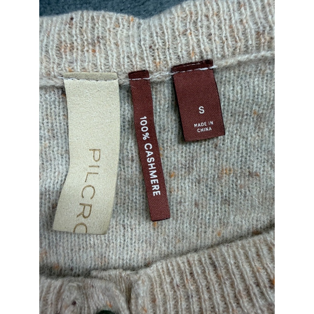 Pilcro 100% Cashmere Sweater Women S Creamsicle Fleck Henley Anthropologie - Picture 5 of 9